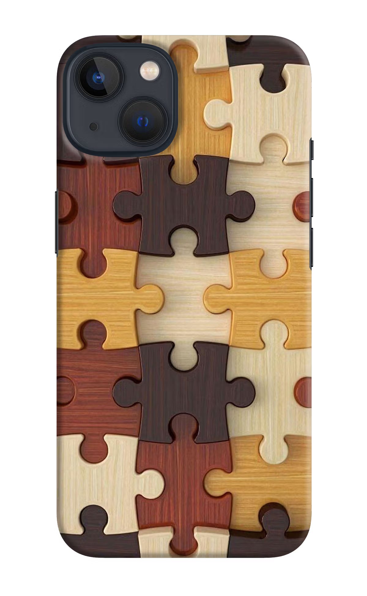 Wooden Puzzle iPhone 13 Mini Hard Case Back Cover by Casekaro