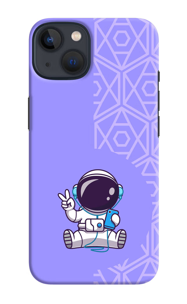 Cute Astronaut Chilling iPhone 13 Mini Hard Case Back Cover by Casekaro