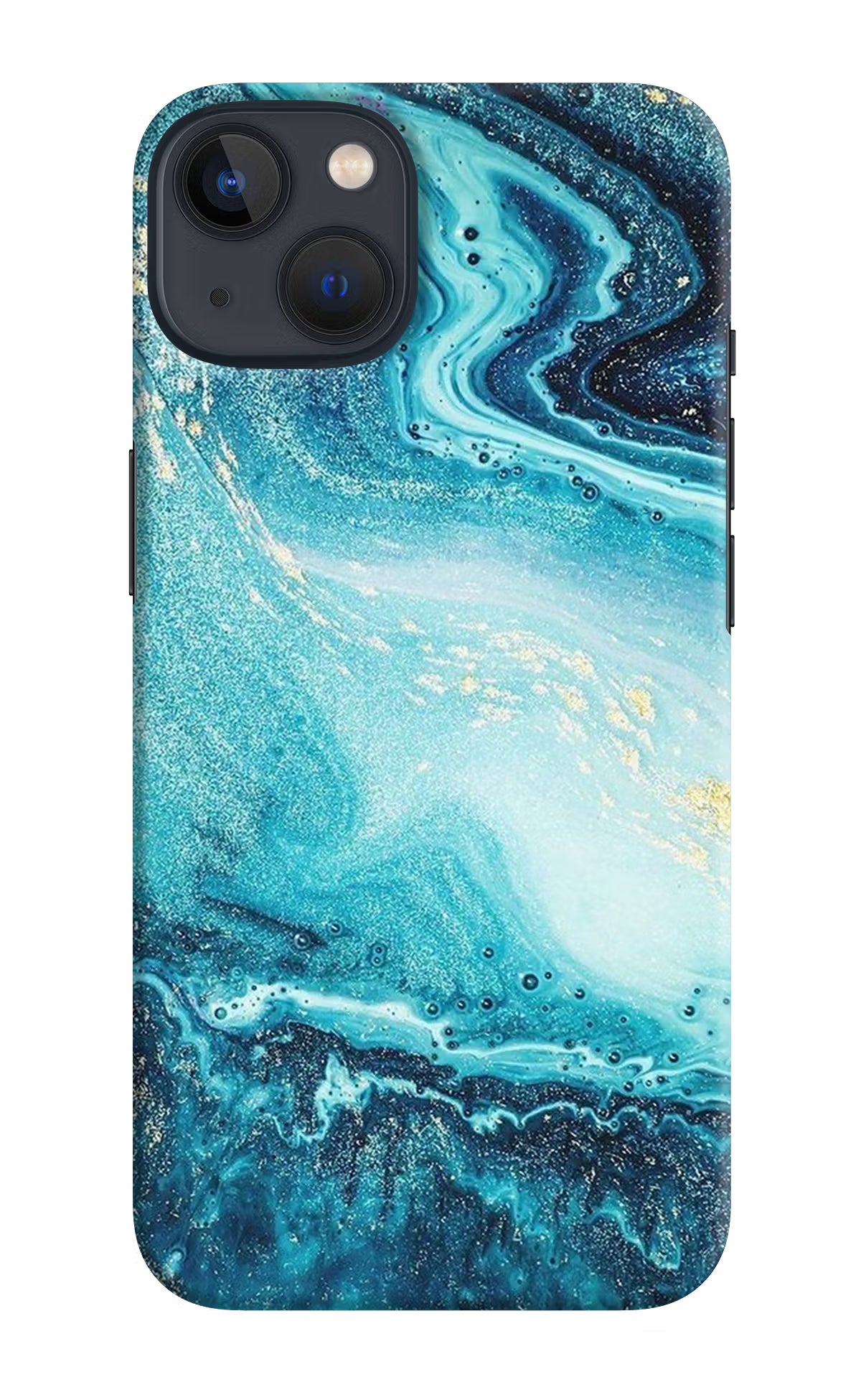 Blue Glitter Marble iPhone 13 Mini Hard Case Back Cover by Casekaro