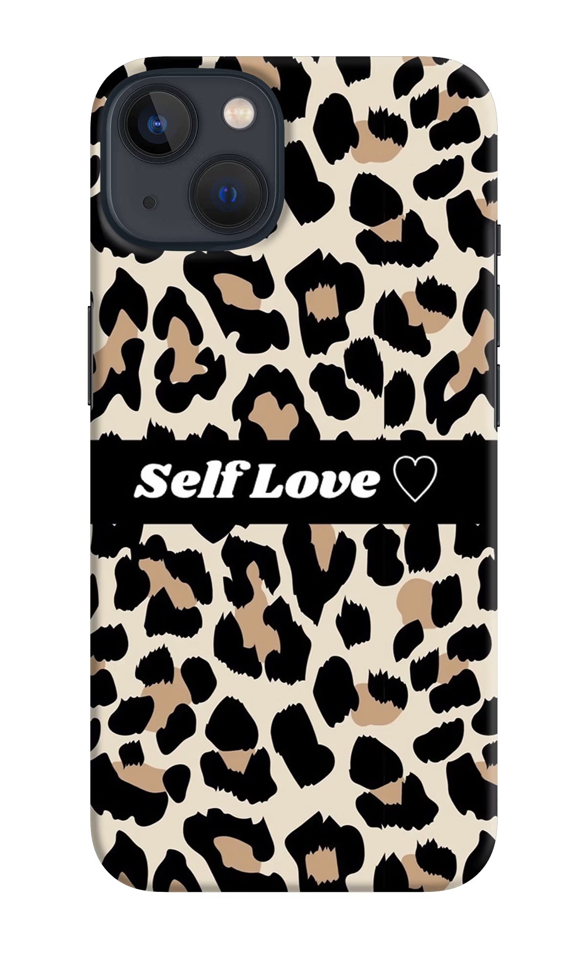 Leopard Print Self Love iPhone 13 Mini Hard Case Back Cover by Casekaro