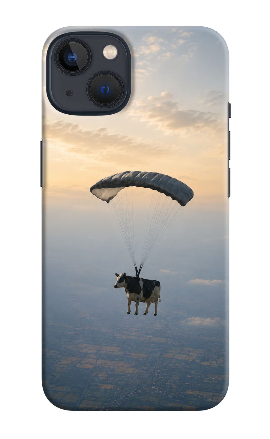 Skydiving Cow iPhone 13 Mini Back Cover, Hard case