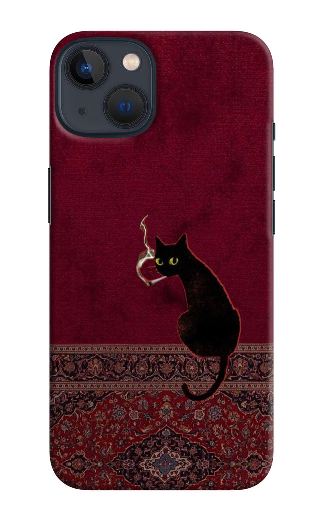 Midnight Cat iPhone 13 Mini Hard Case Back Cover by Casekaro