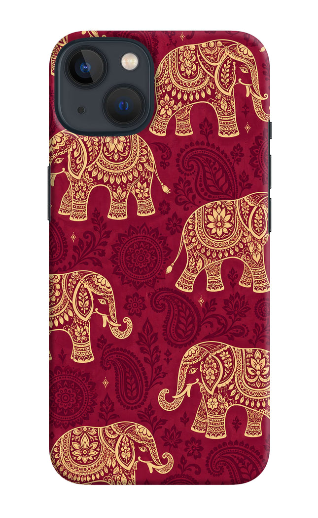 Maroon Elephant iPhone 13 Mini Hard Case Back Cover by Casekaro