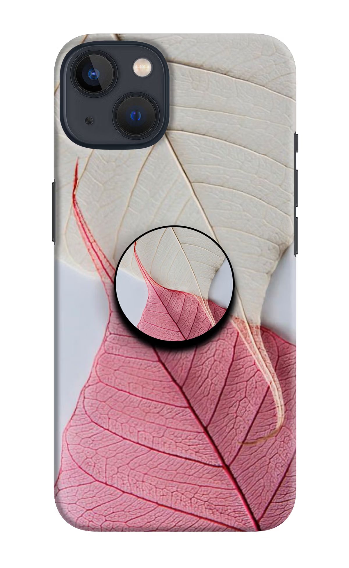 White Pink Leaf iPhone 13 Mini Pop Case by Casekaro
