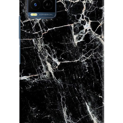 Black Marble Texture Vivo Y21/Y21s/Y33s Hard Case Back Cover by Casekaro