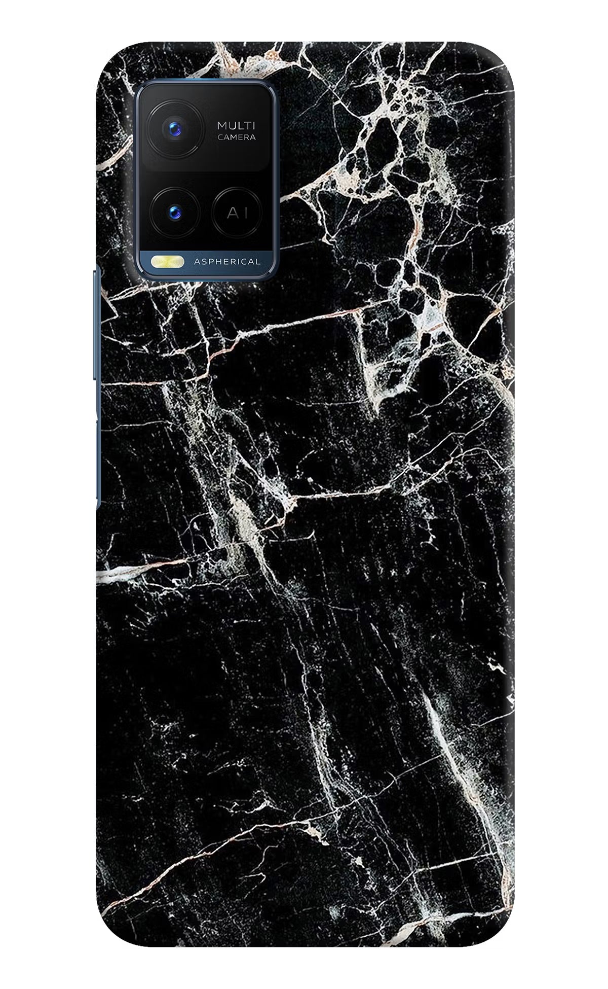 Black Marble Texture Vivo Y21/Y21s/Y33s Hard Case Back Cover by Casekaro