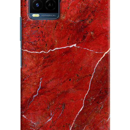 Red Marble Design Vivo Y21/Y21s/Y33s Hard Case Back Cover by Casekaro