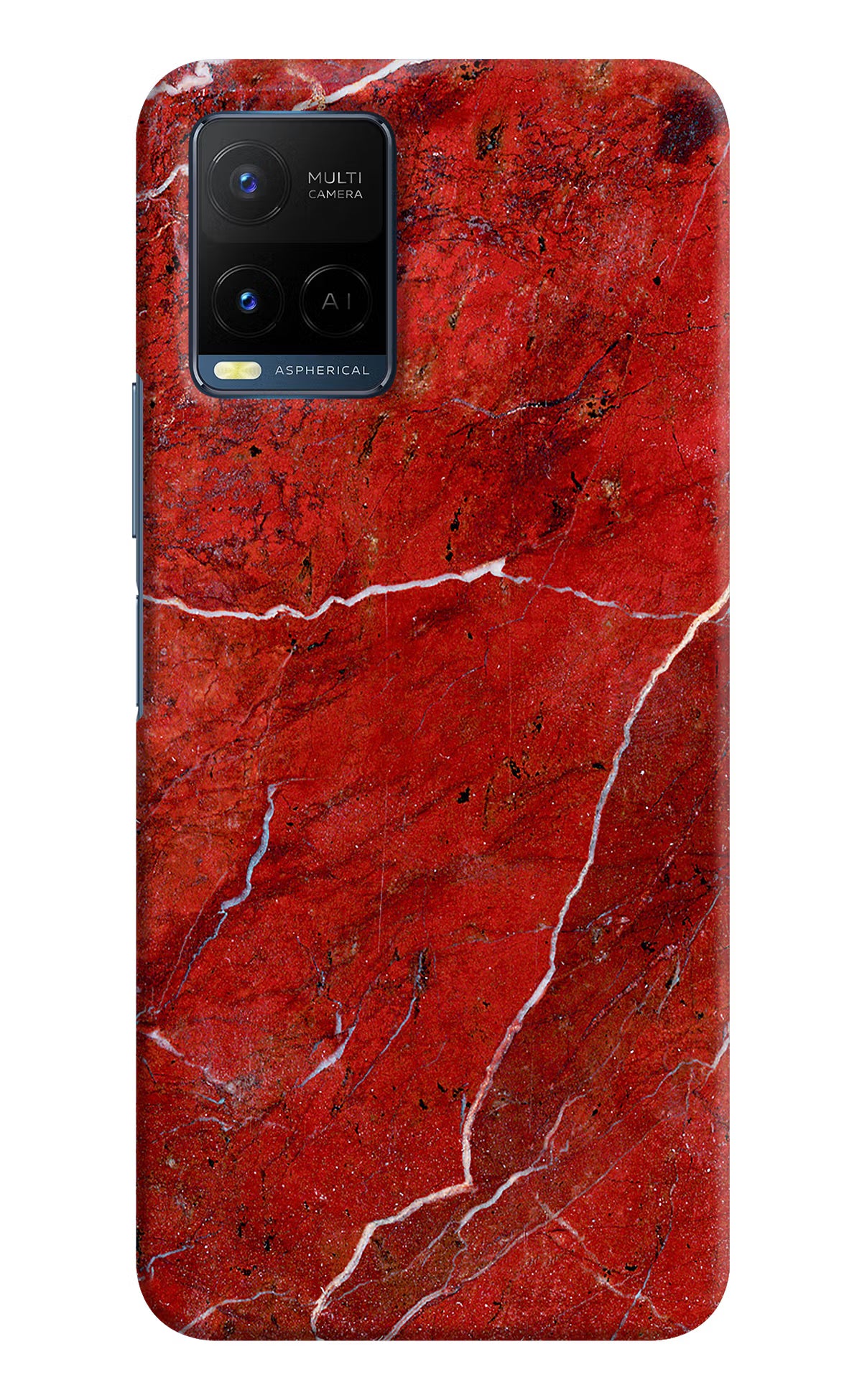 Red Marble Design Vivo Y21/Y21s/Y33s Hard Case Back Cover by Casekaro