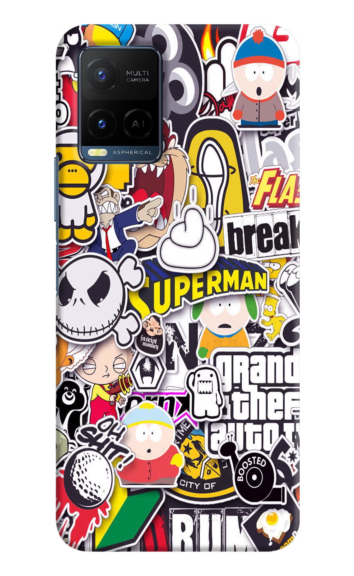 Sticker Bomb Vivo Y21/Y21s/Y33s Hard Case Back Cover by Casekaro
