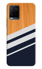 Blue and white wooden Vivo Y21/Y21s/Y33s Hard Case Back Cover by Casekaro