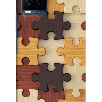Wooden Puzzle Vivo Y21/Y21s/Y33s Hard Case Back Cover by Casekaro