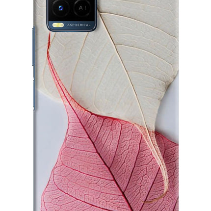 White Pink Leaf Vivo Y21/Y21s/Y33s Hard Case Back Cover by Casekaro