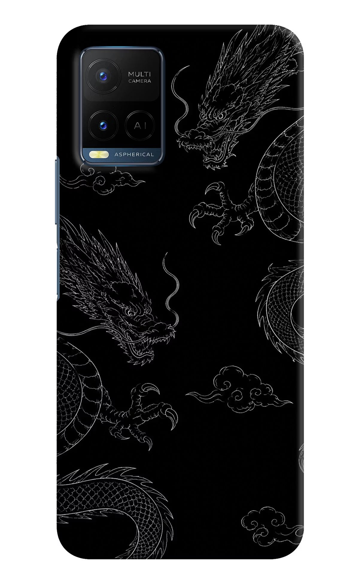 Twin Dragons Vivo Y21/Y21s/Y33s Hard Case Back Cover by Casekaro