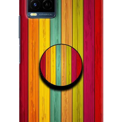 Multicolor Wooden Vivo Y21/Y21s/Y33s Pop Case by Casekaro