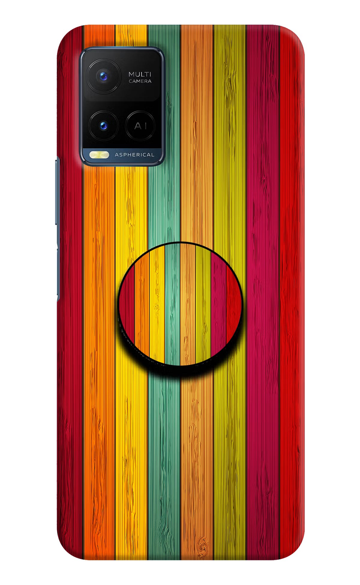 Multicolor Wooden Vivo Y21/Y21s/Y33s Pop Case by Casekaro