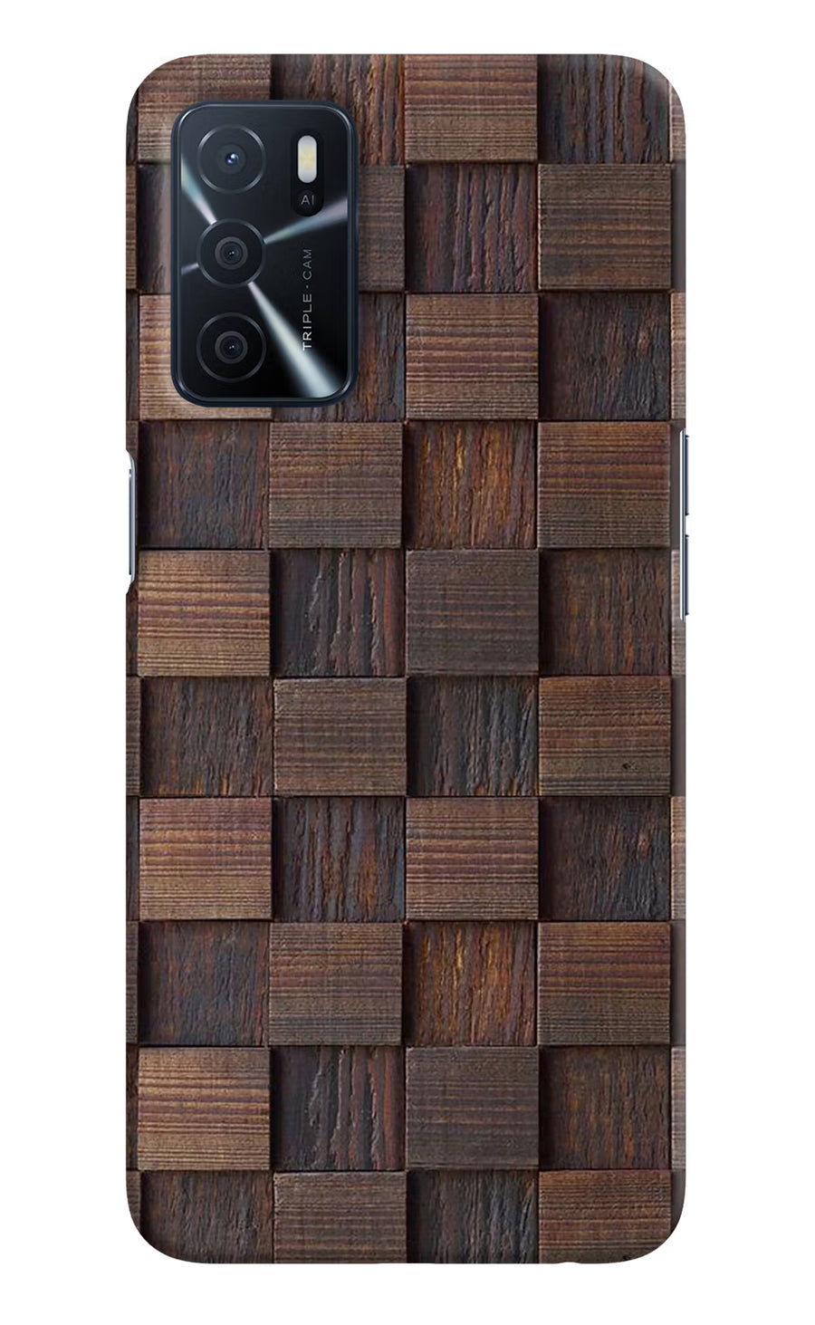 Wooden Cube Design Oppo A16 Back Cover, Hard case