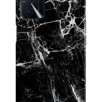 Black Marble Texture Oppo A16 Hard Case Back Cover by Casekaro