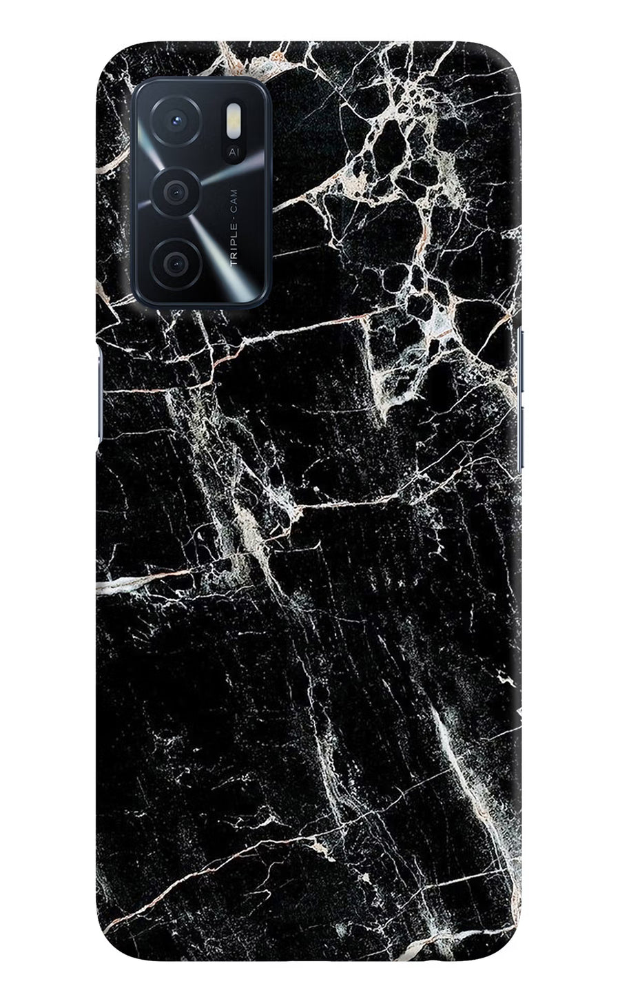 Black Marble Texture Oppo A16 Back Cover, Hard case