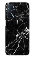 Black Marble Pattern Oppo A16 Hard Case Back Cover by Casekaro