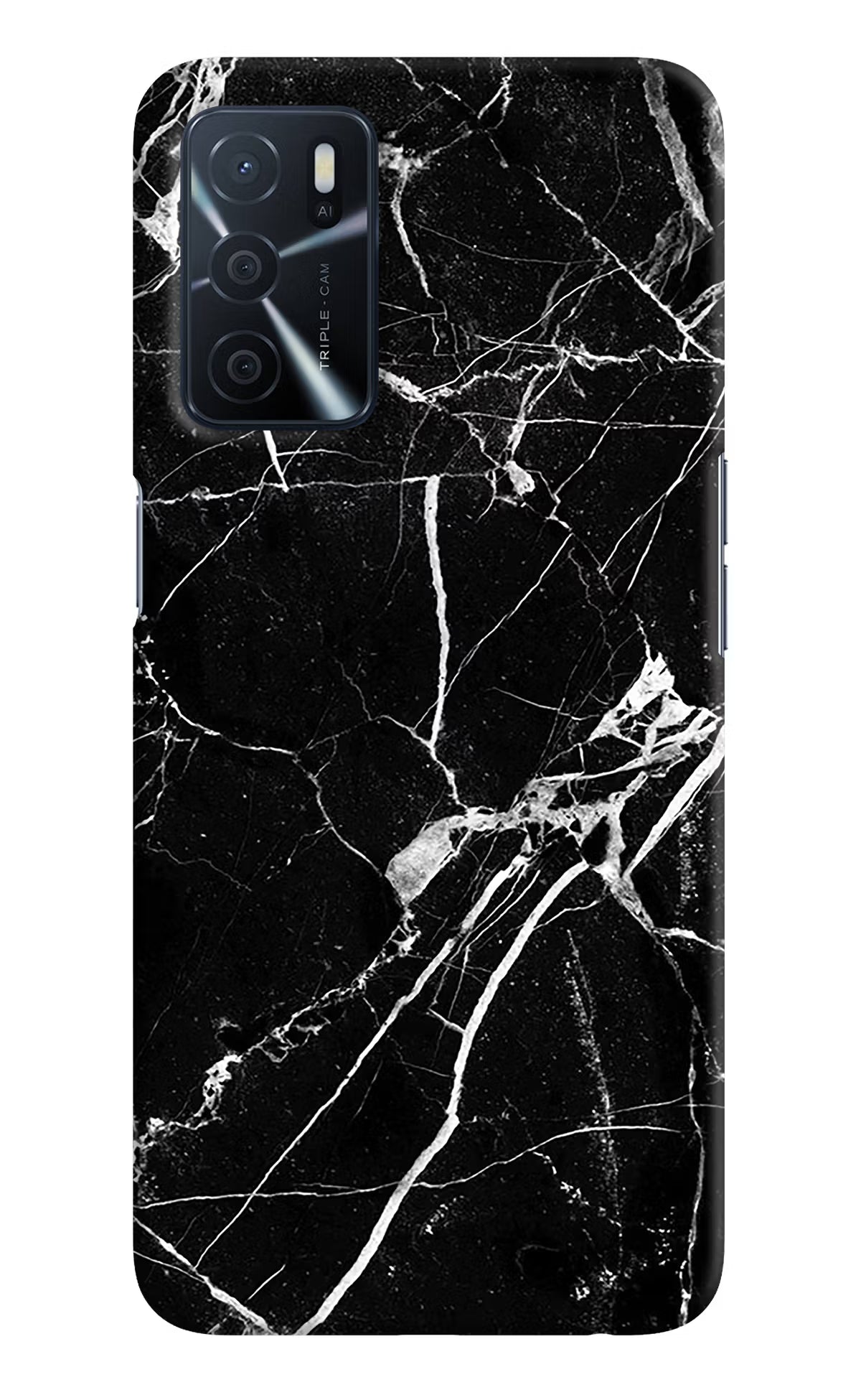 Black Marble Pattern Oppo A16 Hard Case Back Cover by Casekaro