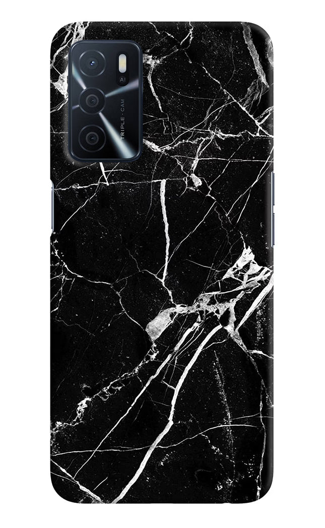 Black Marble Pattern Oppo A16 Hard Case Back Cover by Casekaro