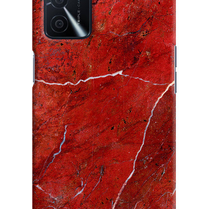 Red Marble Design Oppo A16 Hard Case Back Cover by Casekaro