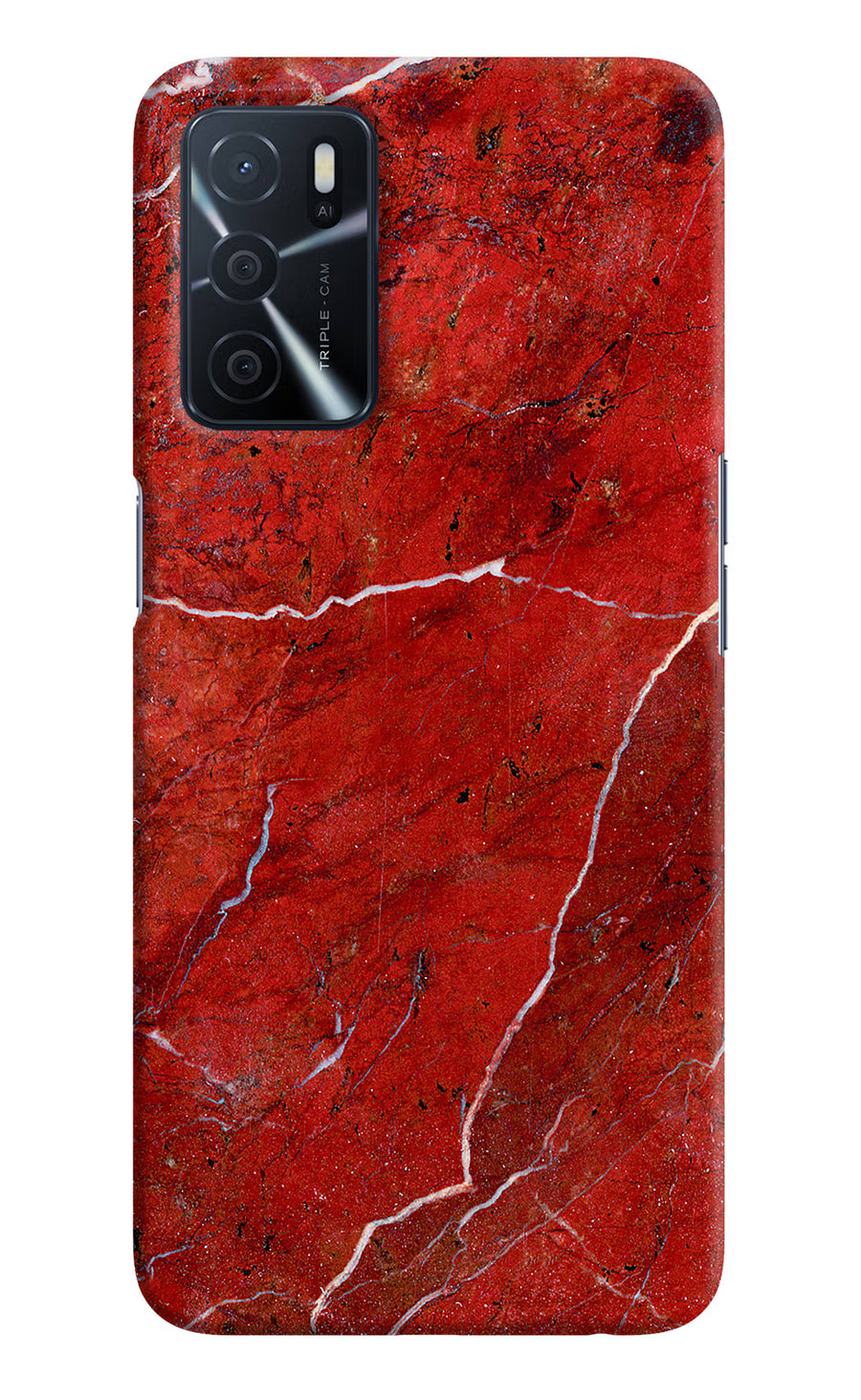 Red Marble Design Oppo A16 Back Cover, Hard case