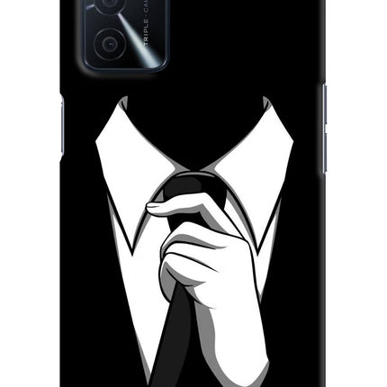 Black Tie Oppo A16 Hard Case Back Cover by Casekaro