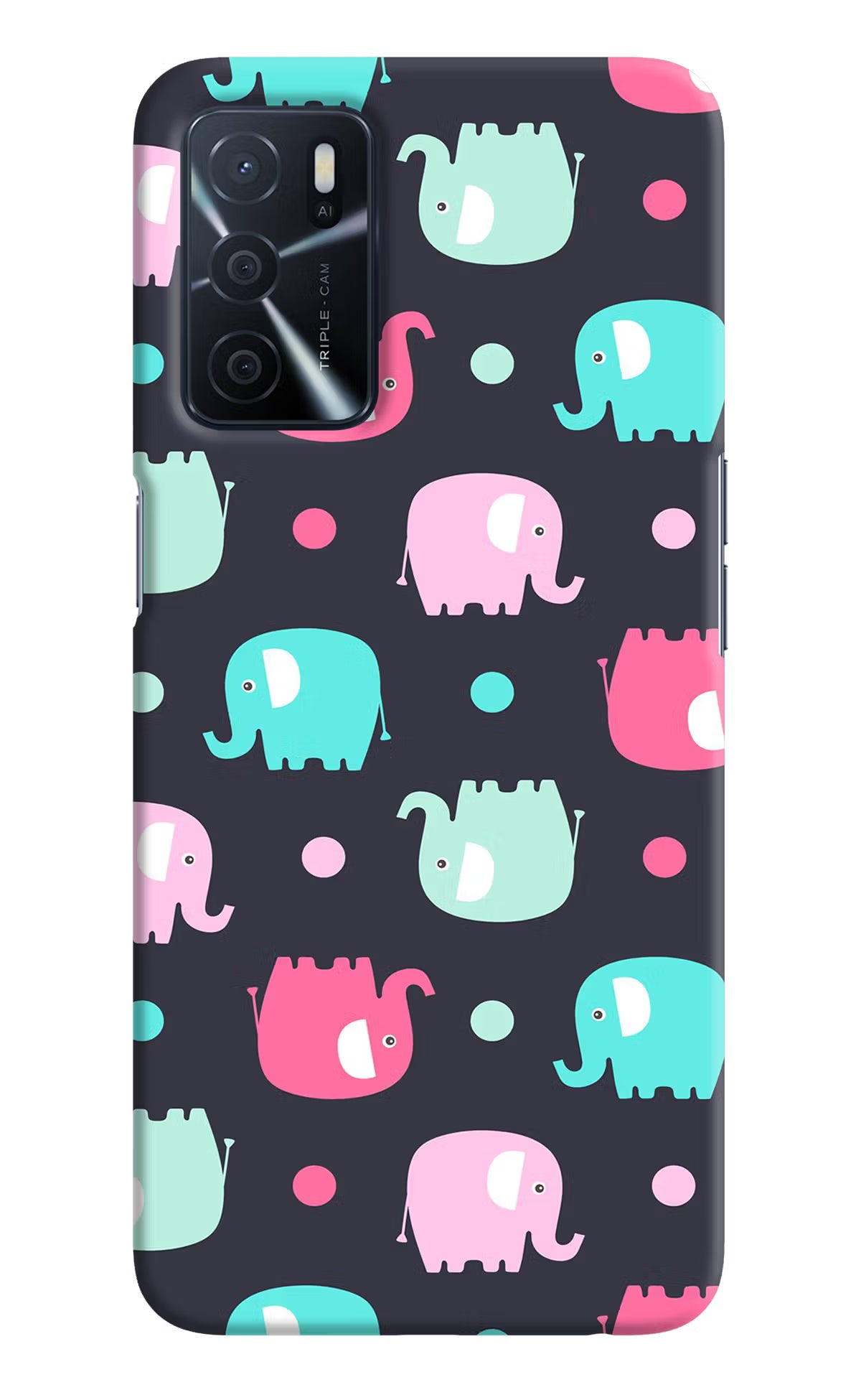 Elephants Oppo A16 Hard Case Back Cover by Casekaro