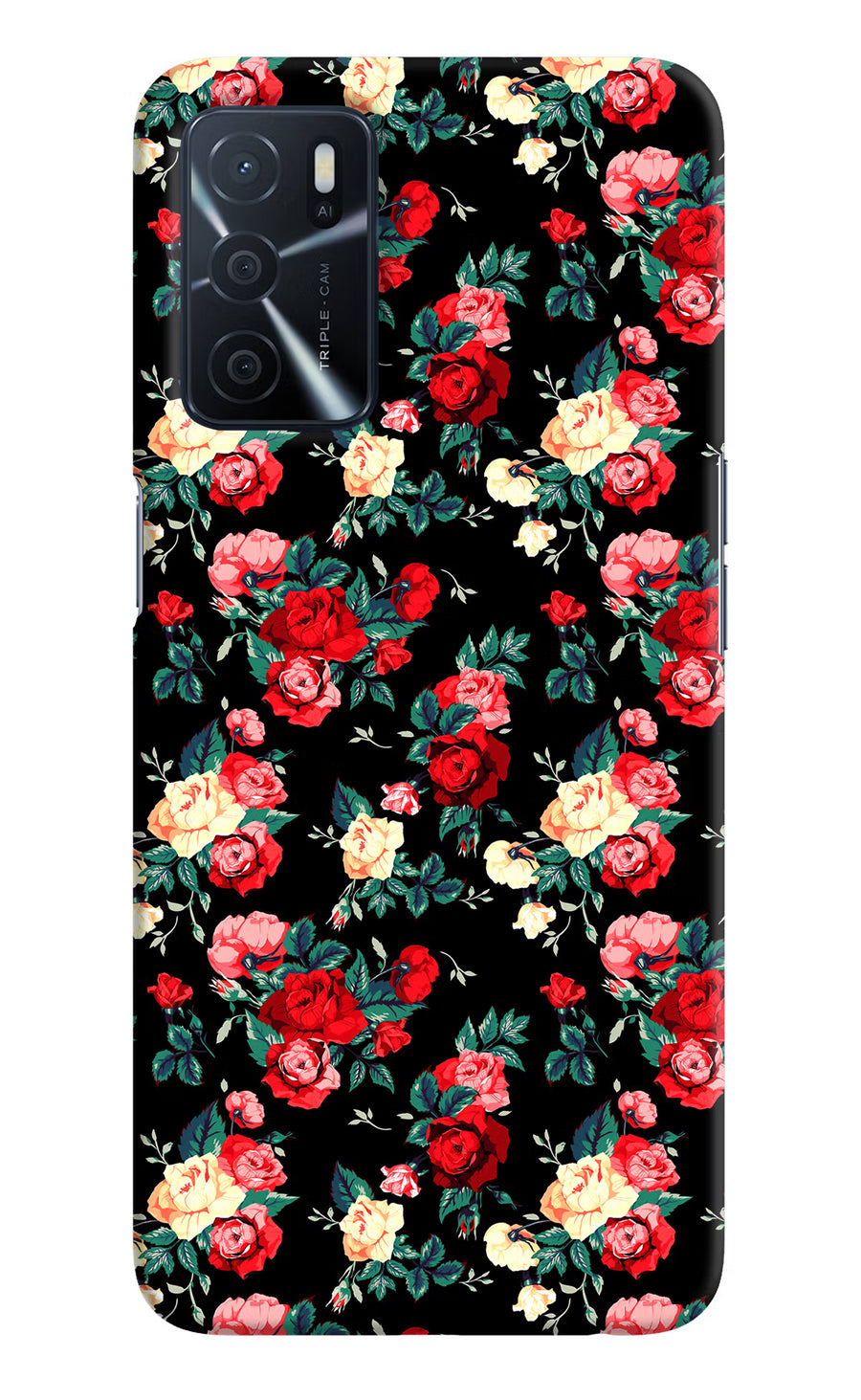 Rose Pattern Oppo A16 Back Cover, Hard case