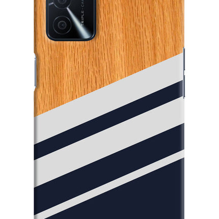 Blue and white wooden Oppo A16 Hard Case Back Cover by Casekaro