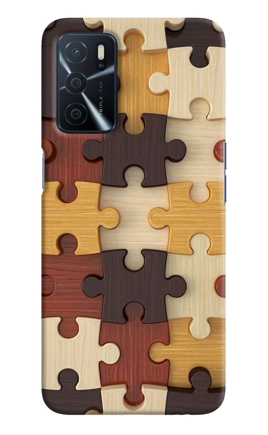 Wooden Puzzle Oppo A16 Back Cover, Hard case