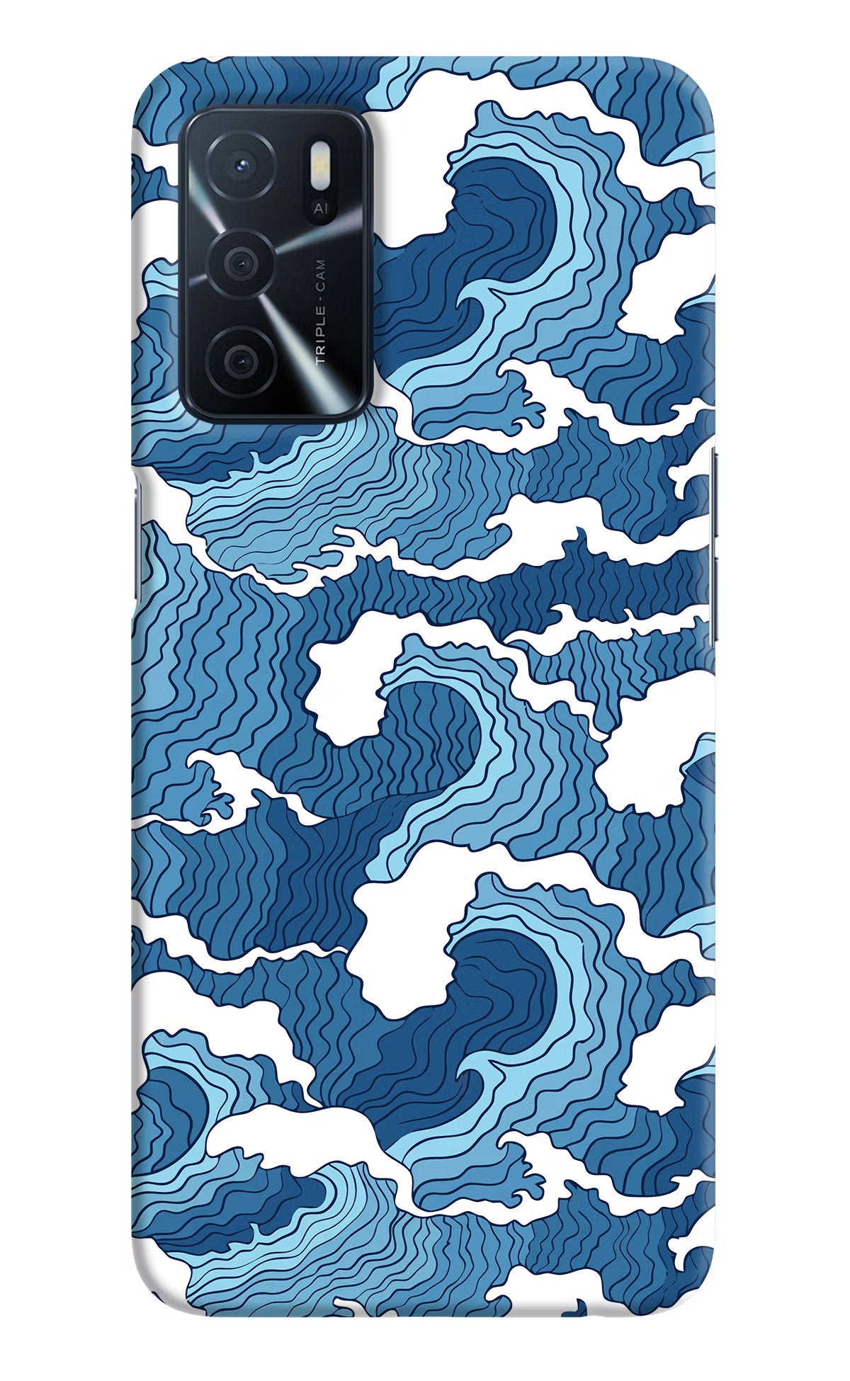 Blue Waves Oppo A16 Hard Case Back Cover by Casekaro