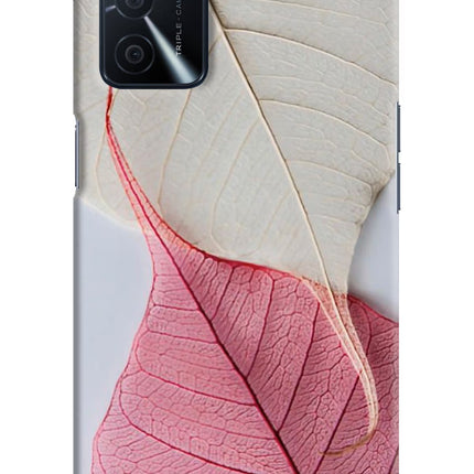 White Pink Leaf Oppo A16 Hard Case Back Cover by Casekaro
