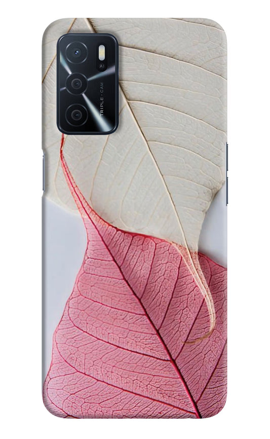 White Pink Leaf Oppo A16 Hard Case Back Cover by Casekaro