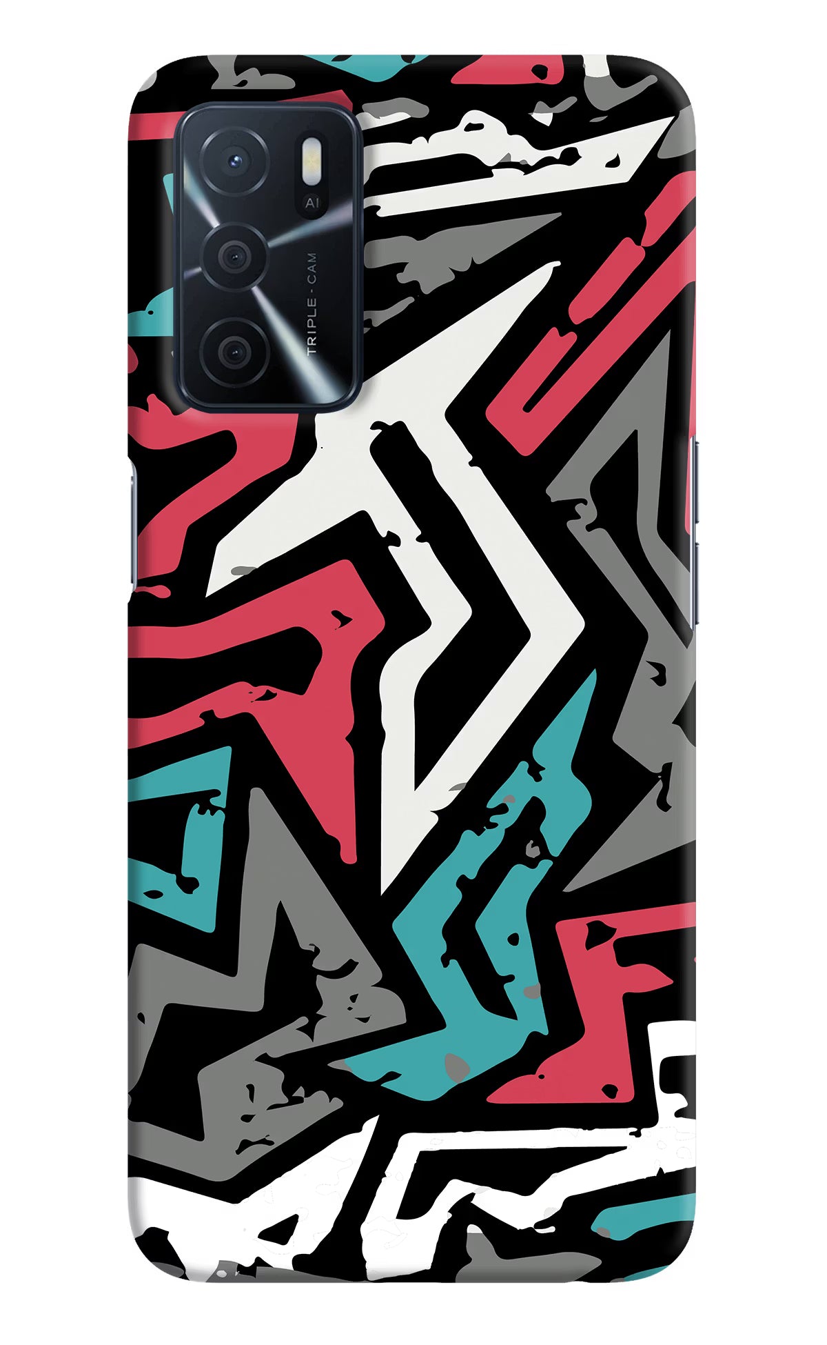 Geometric Graffiti Oppo A16 Hard Case Back Cover by Casekaro