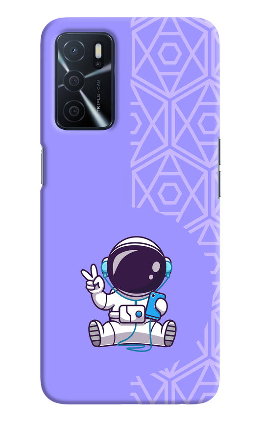 Cute Astronaut Chilling Oppo A16 Hard Case Back Cover by Casekaro