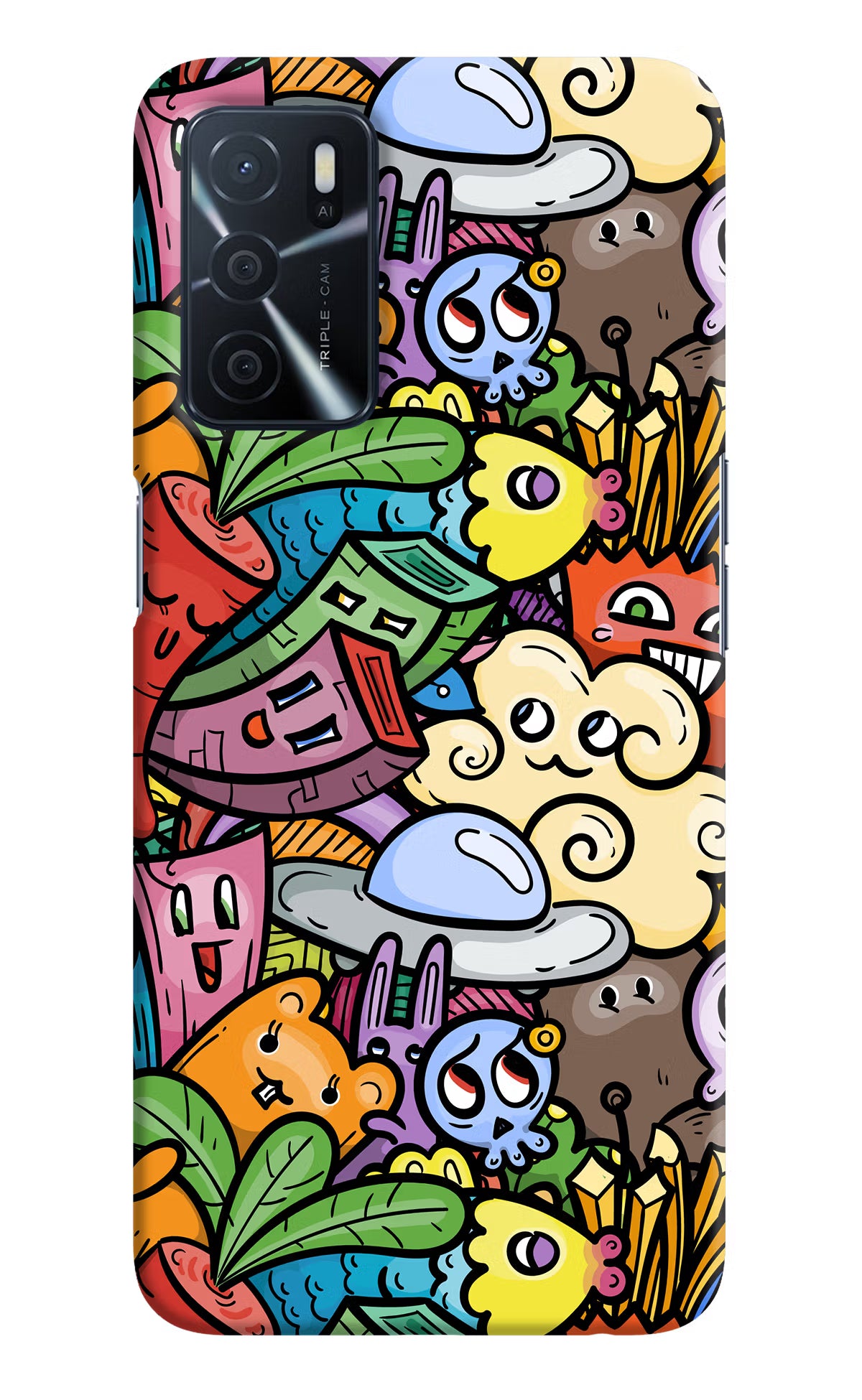 Veggie Doodle Oppo A16 Hard Case Back Cover by Casekaro