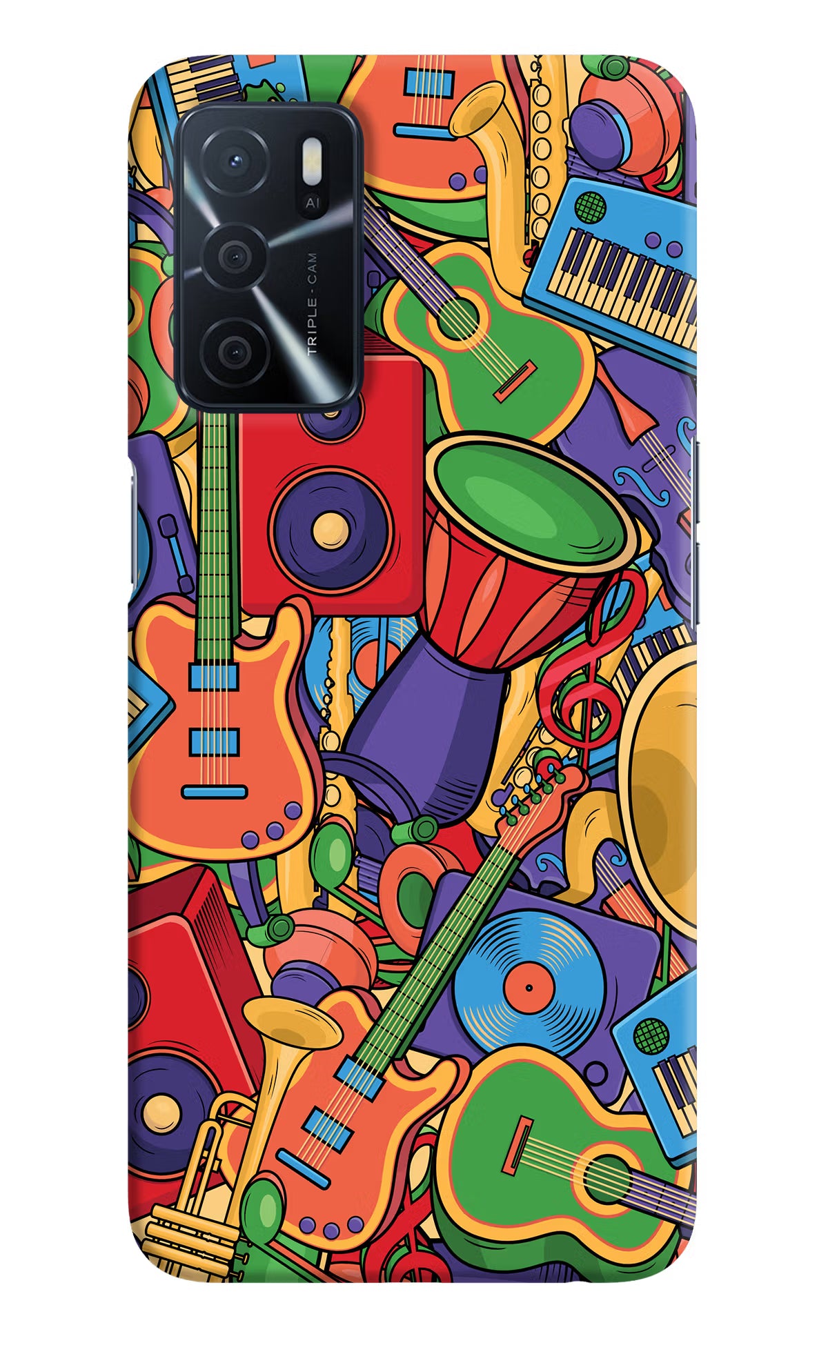 Music Instrument Doodle Oppo A16 Hard Case Back Cover by Casekaro