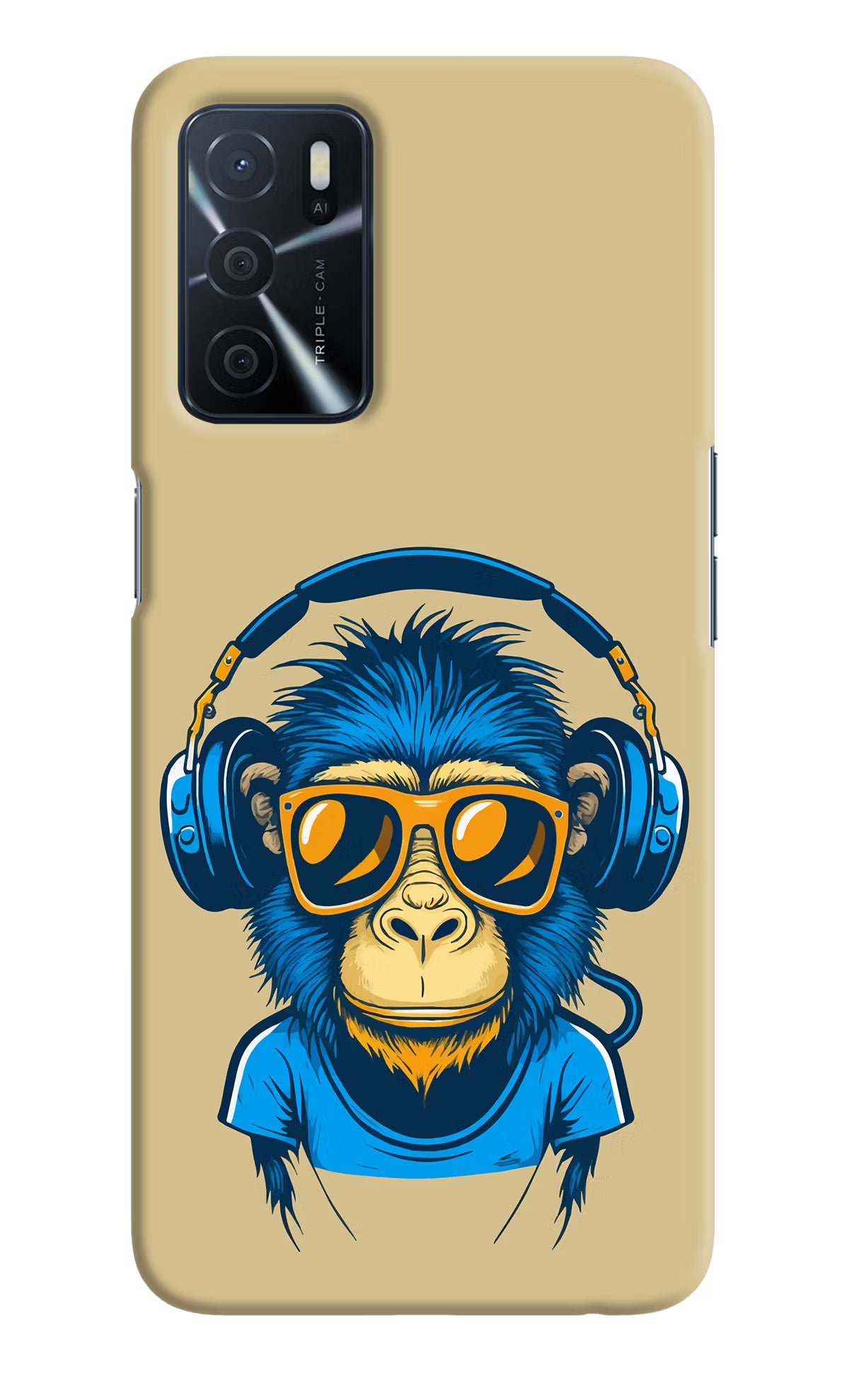 Monkey Headphone Oppo A16 Hard Case Back Cover by Casekaro