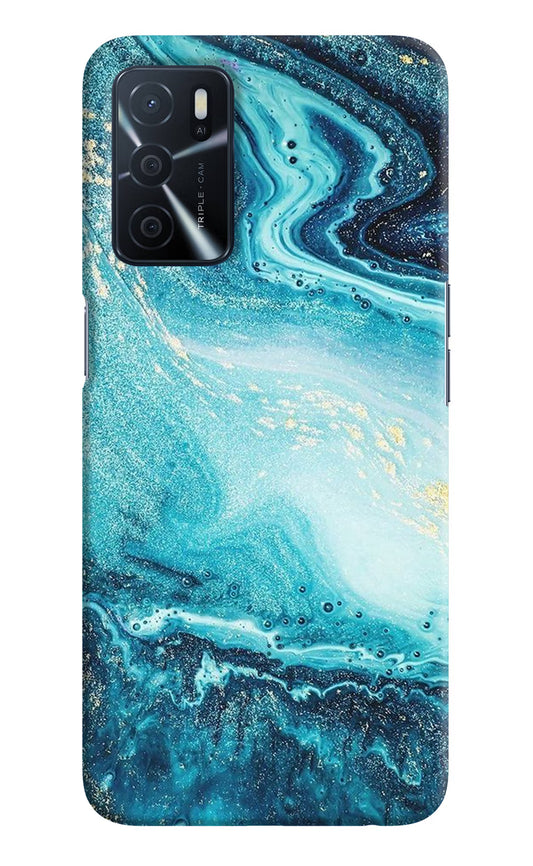 Blue Glitter Marble Oppo A16 Hard Case Back Cover by Casekaro