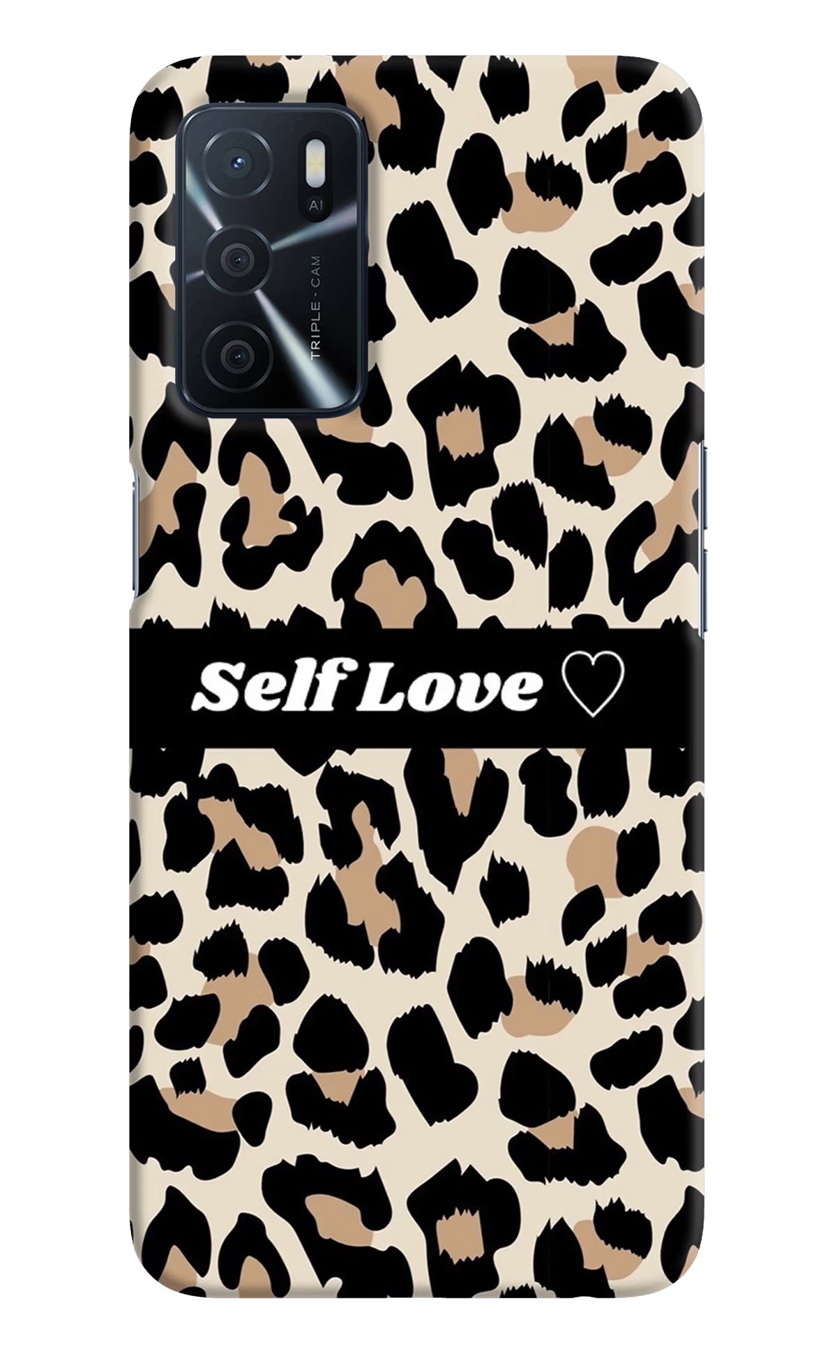 Leopard Print Self Love Oppo A16 Hard Case Back Cover by Casekaro
