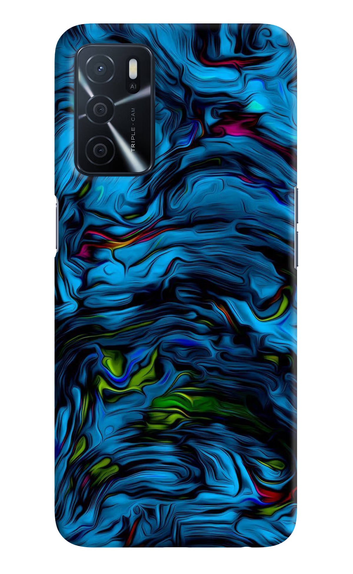 Dark Blue Abstract Oppo A16 Hard Case Back Cover by Casekaro