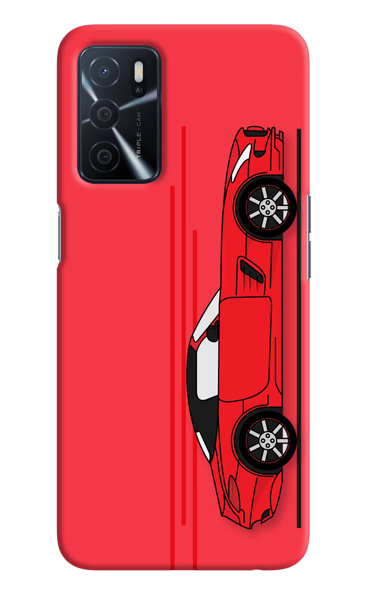 Red Velocity Oppo A16 Hard Case Back Cover by Casekaro
