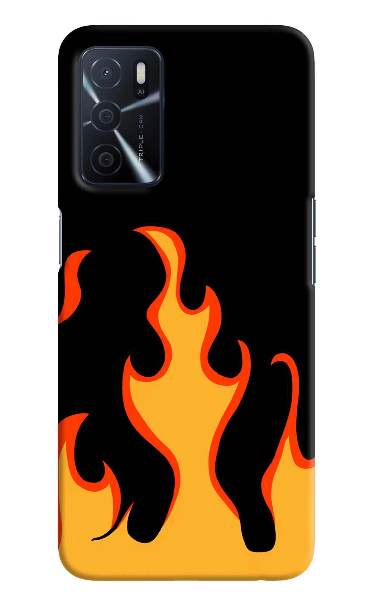 Fired Up – Black Oppo A16 Hard Case Back Cover by Casekaro
