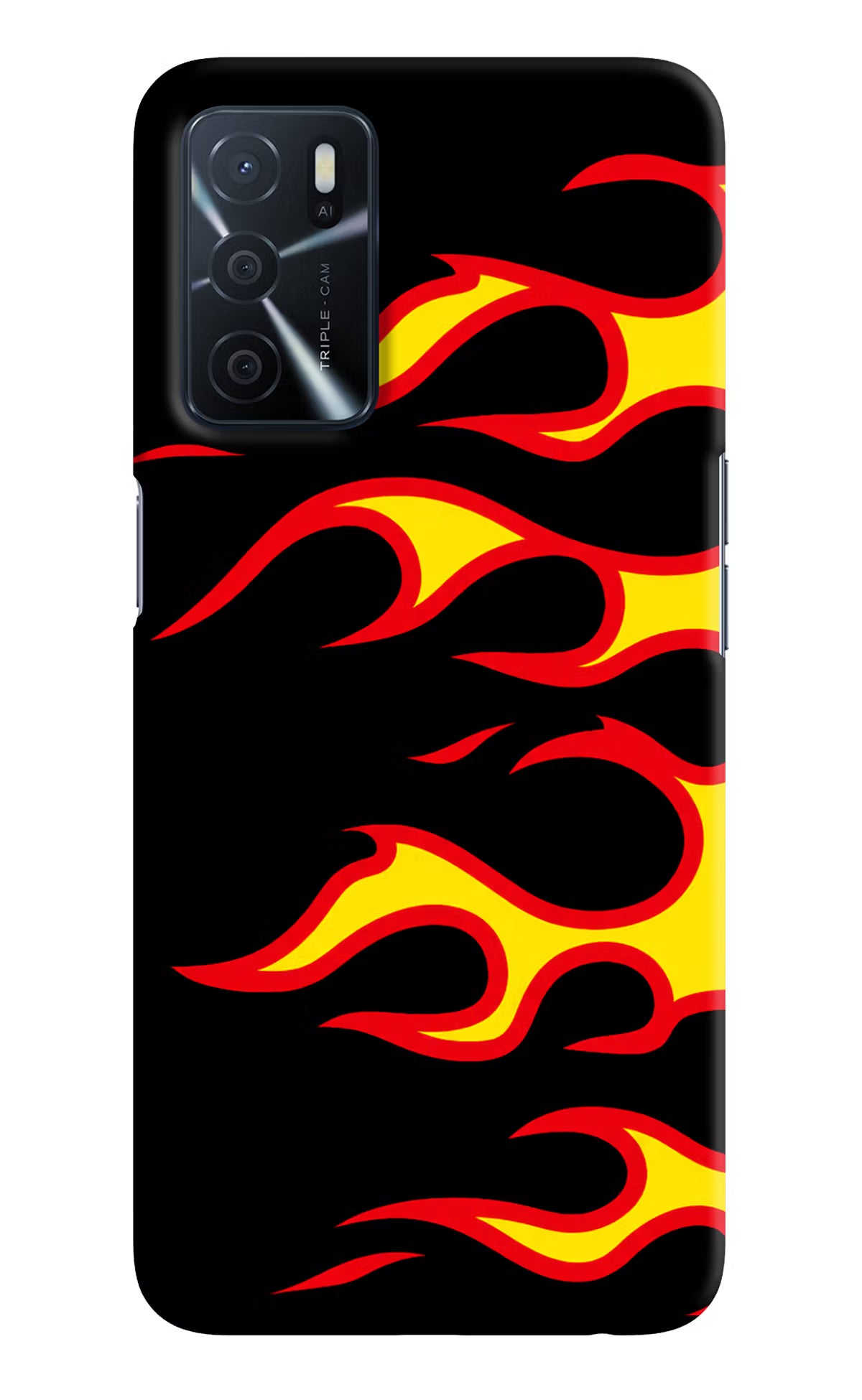 Side Sweep Flames Oppo A16 Hard Case Back Cover by Casekaro