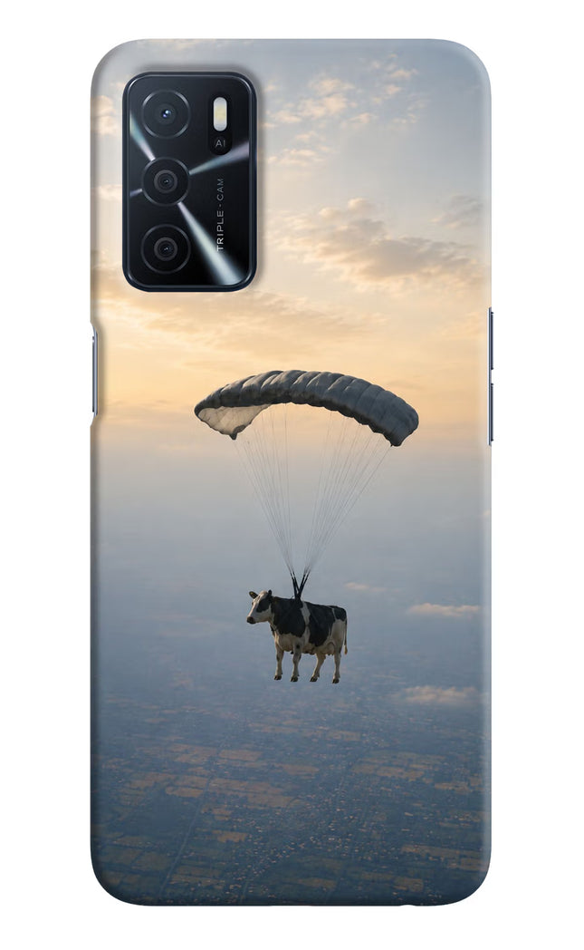 Skydiving Cow Oppo A16 Hard Case Back Cover by Casekaro