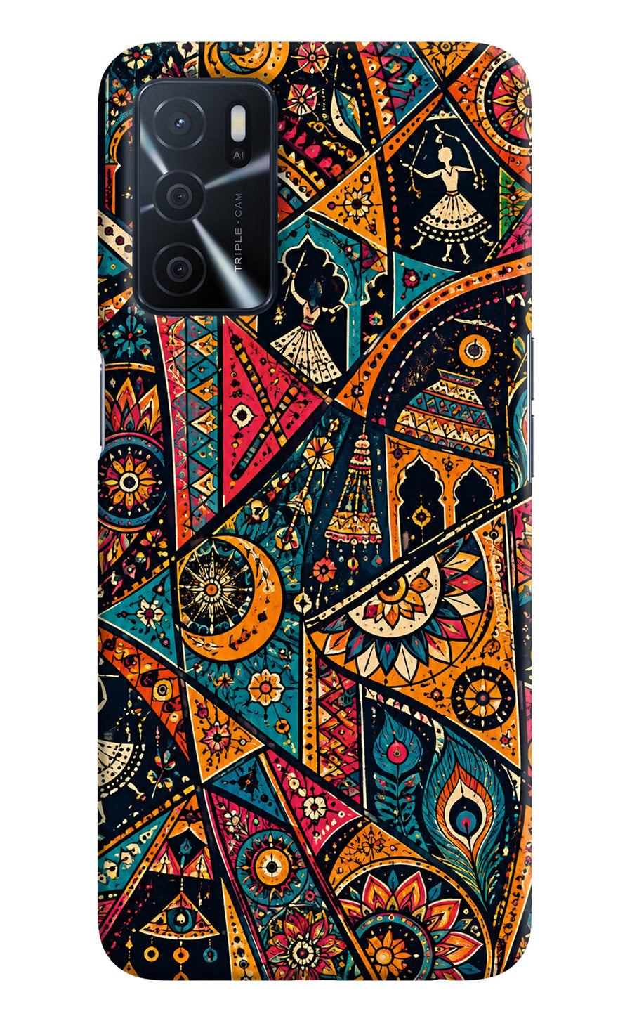 Folk Print Oppo A16 Back Cover, Hard case
