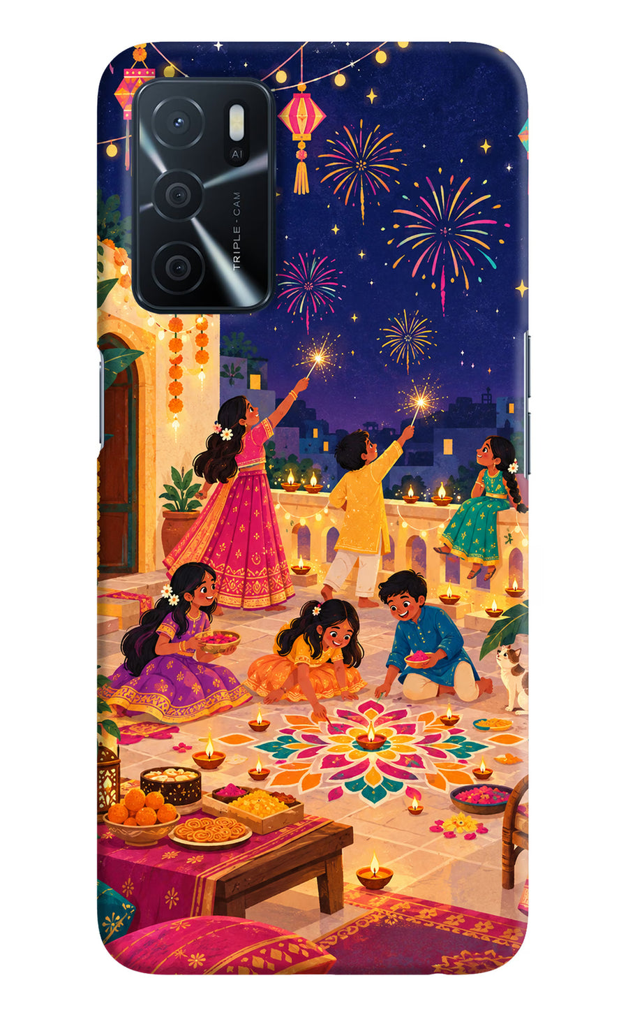 Diwali Night Oppo A16 Back Cover, Hard case