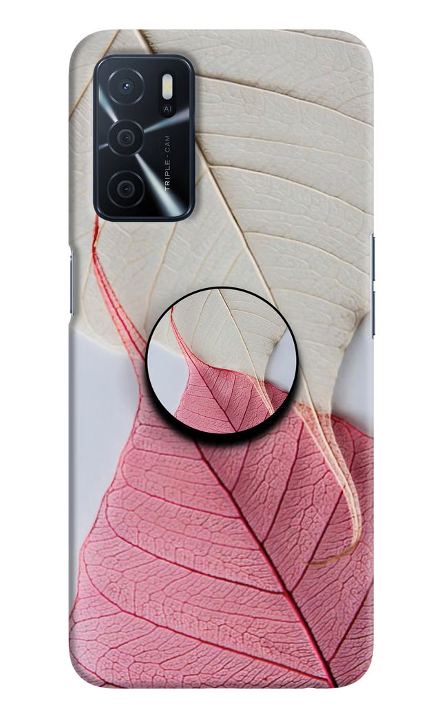White Pink Leaf Oppo A16 Pop Case by Casekaro
